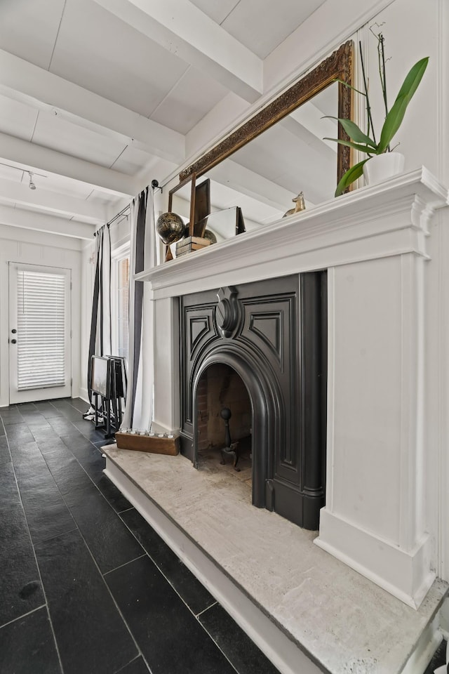 room details featuring beamed ceiling