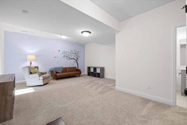 unfurnished room with light carpet