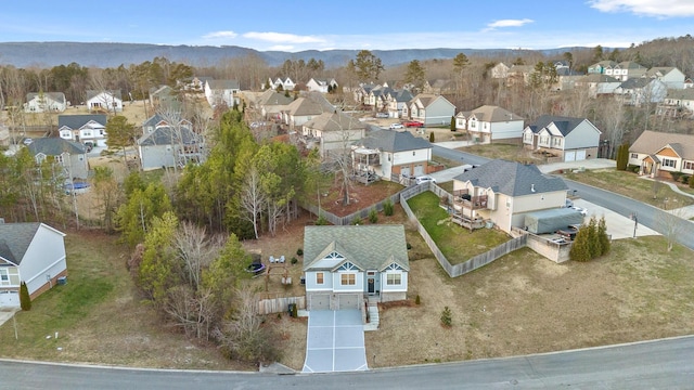 drone / aerial view with a mountain view