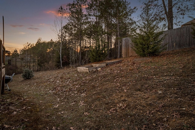 view of yard at dusk