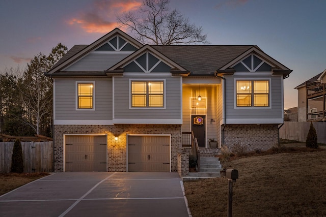 view of front of property with a garage