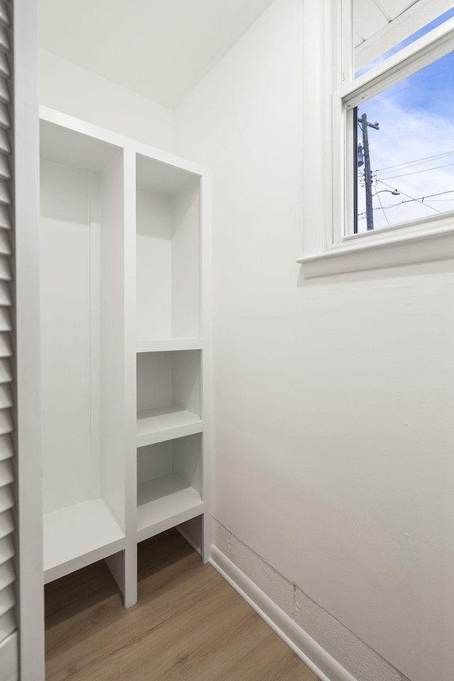 walk in closet featuring hardwood / wood-style flooring