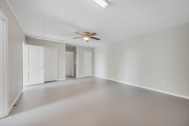 interior space featuring ceiling fan