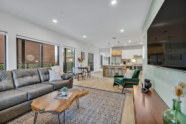 living room featuring light hardwood / wood-style floors