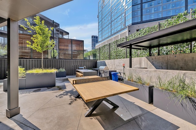 view of patio / terrace featuring area for grilling and exterior kitchen