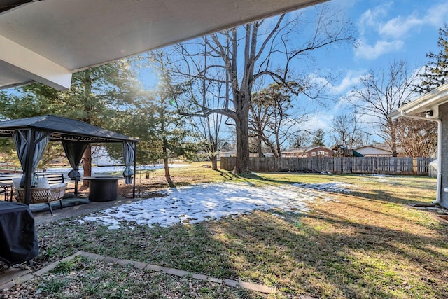 view of yard featuring a gazebo and a patio