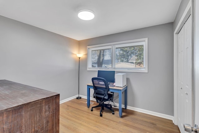 office area featuring light hardwood / wood-style floors