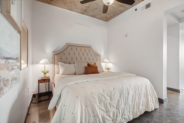 bedroom featuring ceiling fan