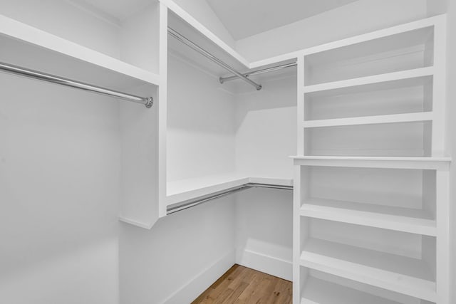 walk in closet with hardwood / wood-style flooring