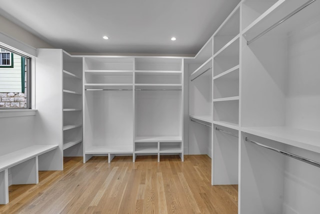 spacious closet with light wood-type flooring