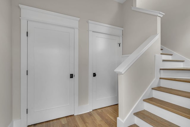 interior space with light hardwood / wood-style flooring