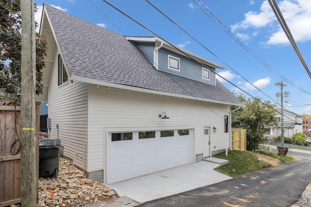 view of home's exterior featuring a garage