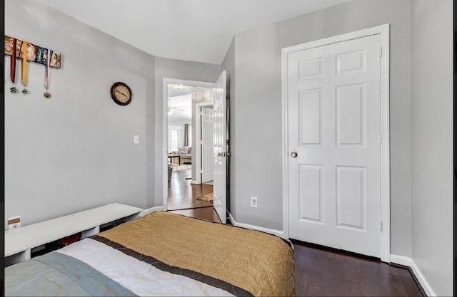 bedroom featuring dark wood-type flooring