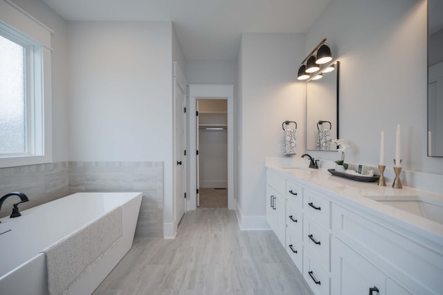 bathroom featuring a bathing tub and vanity