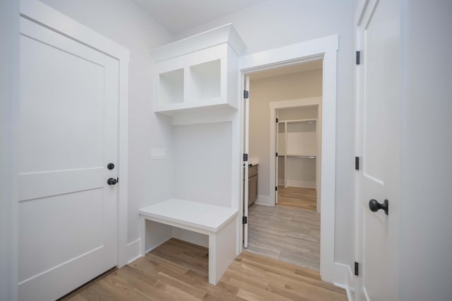 mudroom featuring light hardwood / wood-style flooring