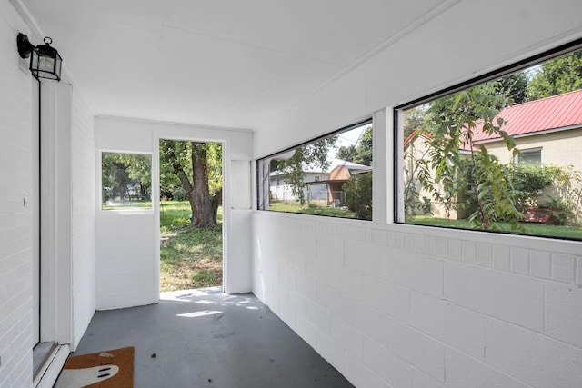 view of unfurnished sunroom