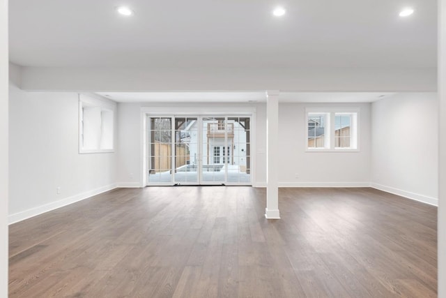 interior space with dark hardwood / wood-style flooring