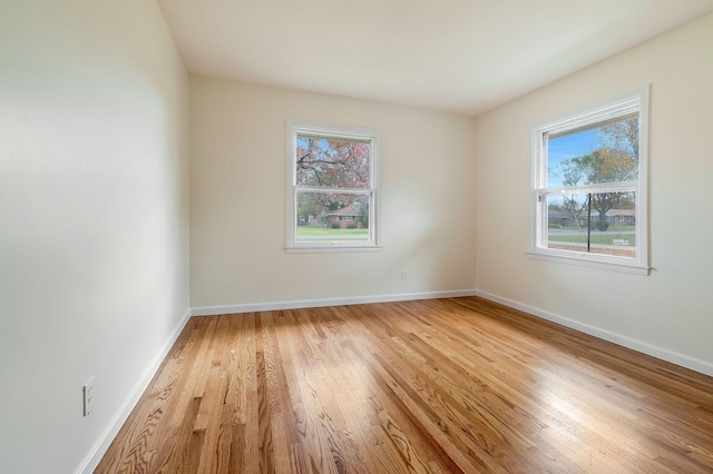 empty room with light wood-type flooring