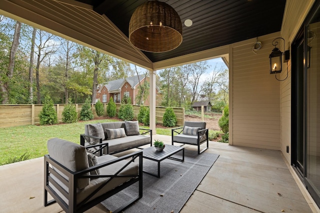 view of patio / terrace featuring an outdoor living space