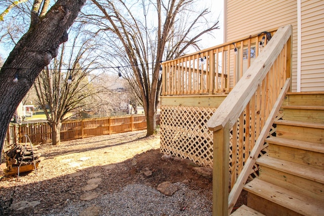 view of yard featuring a wooden deck