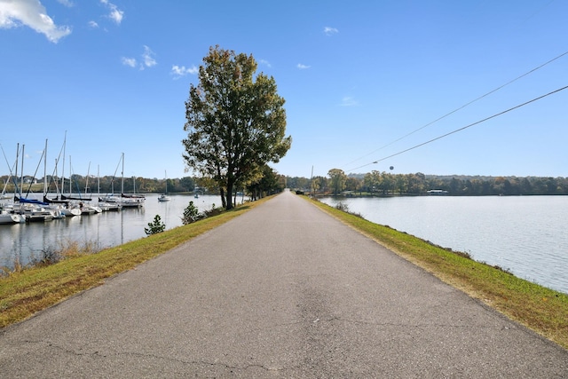 view of street featuring a water view