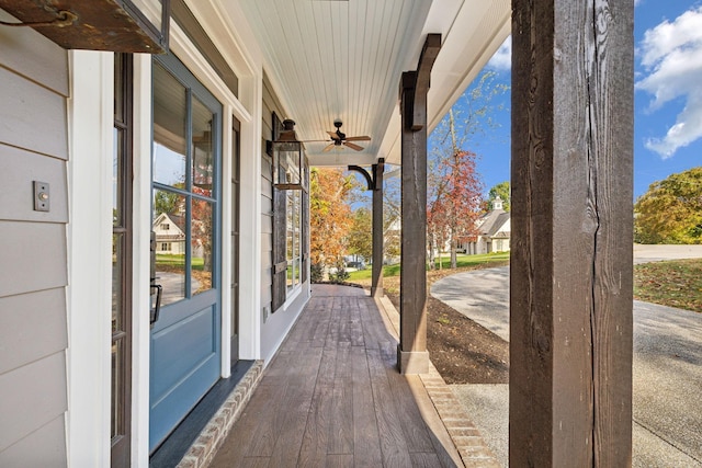 view of patio / terrace featuring ceiling fan