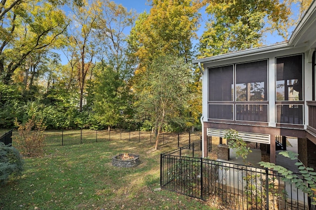 view of yard with a sunroom