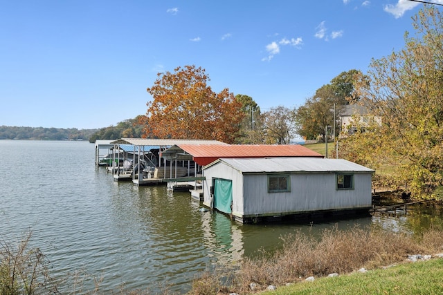 view of dock featuring a water view