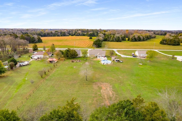 aerial view with a rural view