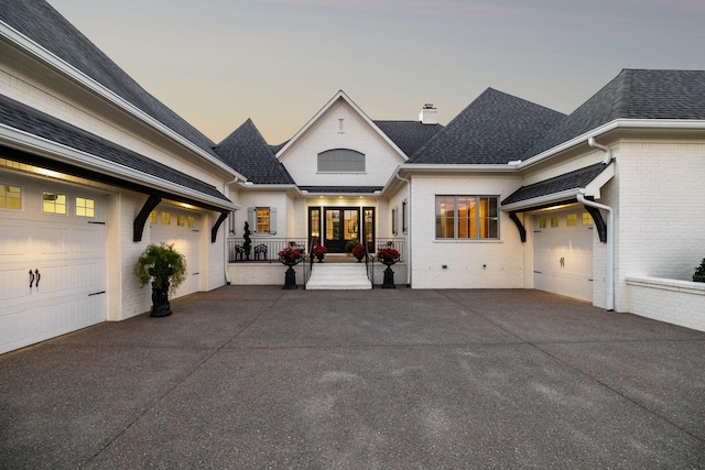 view of front of house with a garage