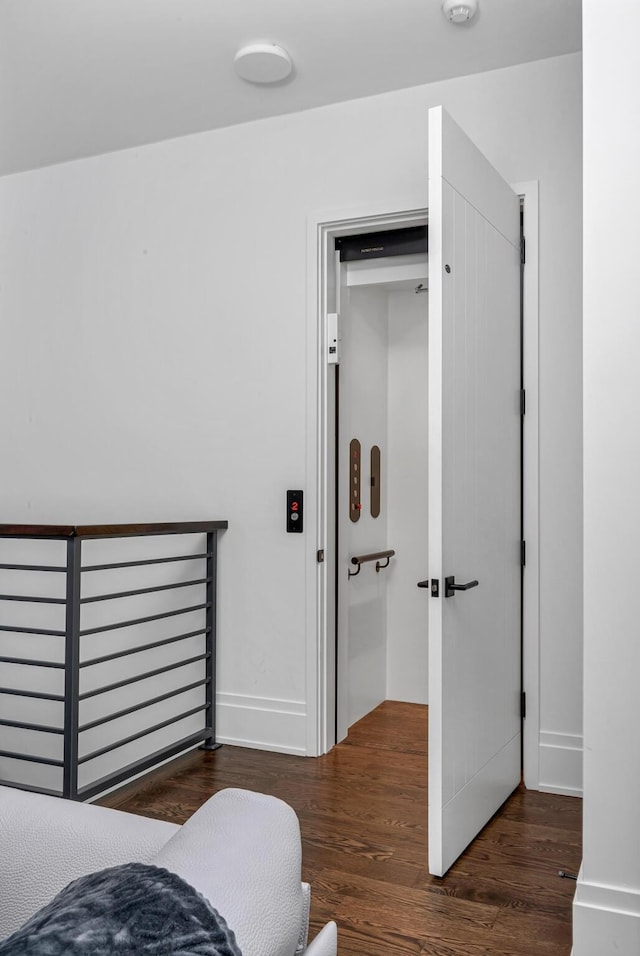 bedroom featuring dark hardwood / wood-style floors and a closet