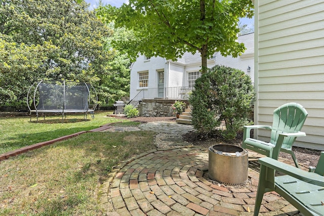 view of patio / terrace featuring a trampoline