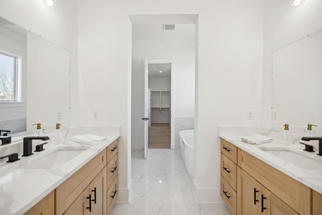 bathroom featuring vanity and a bathing tub