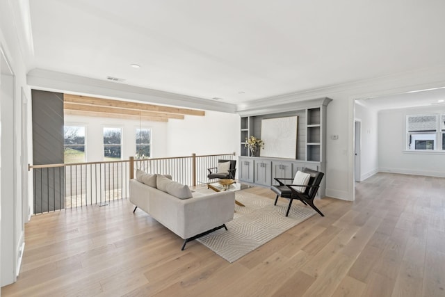 living room with light wood-type flooring