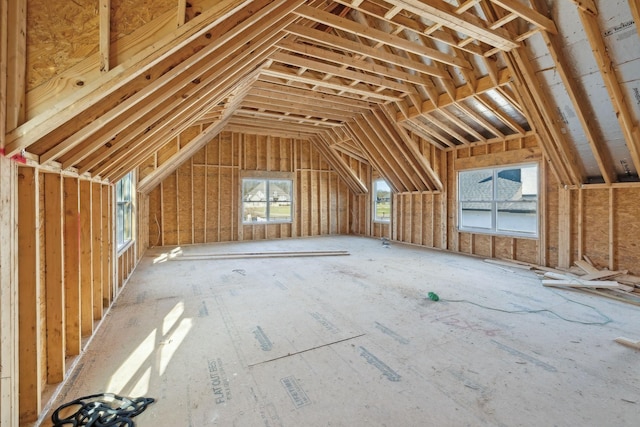 view of unfinished attic