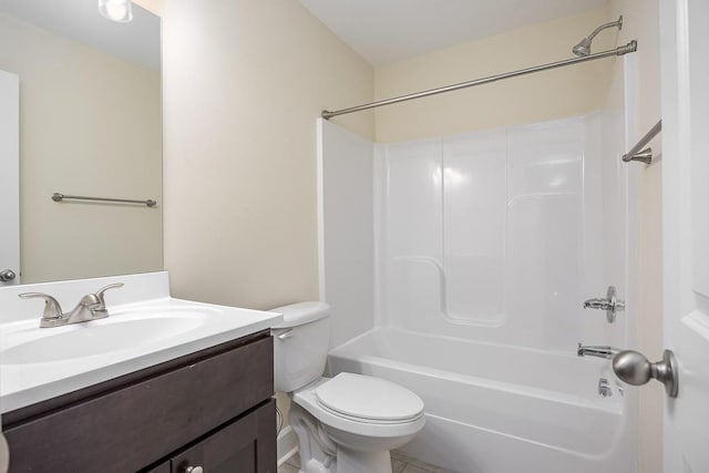 full bathroom with vanity, toilet, and shower / washtub combination