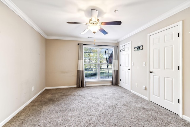 2016 Shamrock Dr, Spring Hill, TN 37174 - carpeted spare room featuring ornamental molding and a ceiling fan