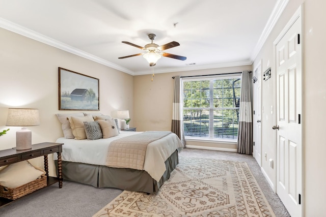 2016 Shamrock Dr, Spring Hill, TN 37174 - bedroom with light carpet, ornamental molding, and ceiling fan