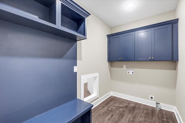 laundry area featuring electric dryer hookup, dark hardwood / wood-style flooring, and hookup for a washing machine