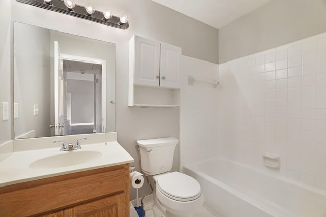 full bathroom with shower / tub combination, vanity, and toilet