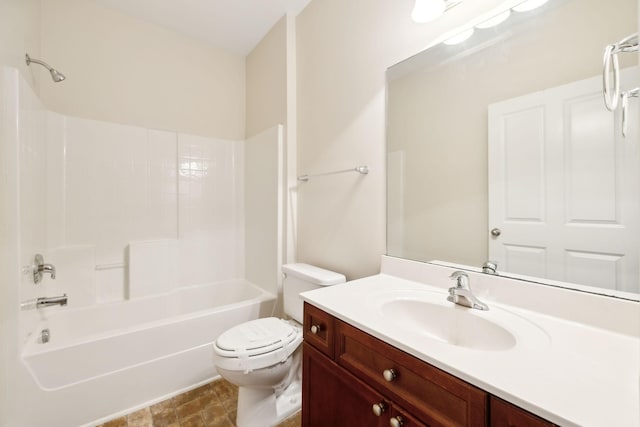 full bathroom with vanity, toilet, and shower / bathtub combination