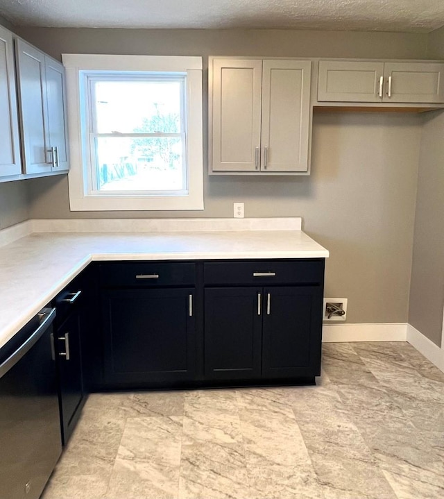 kitchen with white cabinets and stainless steel dishwasher