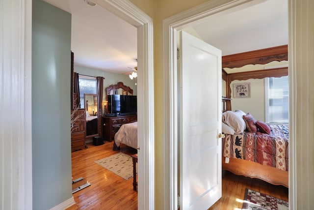 hall with light hardwood / wood-style flooring