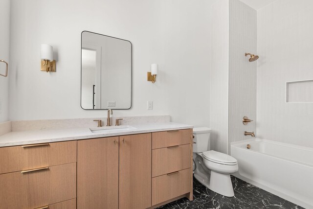 full bathroom featuring vanity, toilet, and bathing tub / shower combination