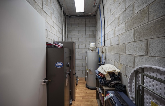 utility room with water heater