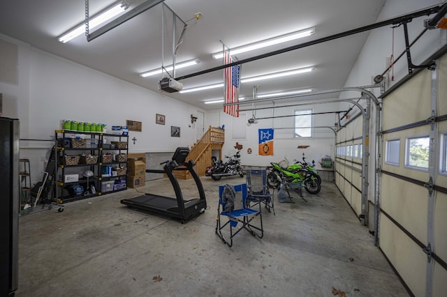 garage with a garage door opener