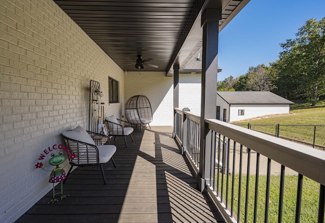 deck featuring ceiling fan