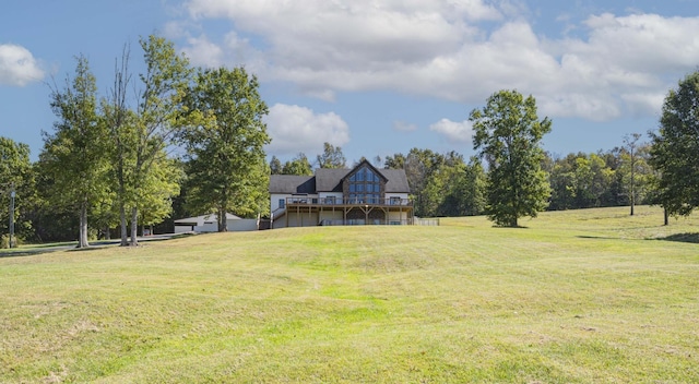 view of yard featuring a deck