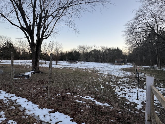 view of yard covered in snow