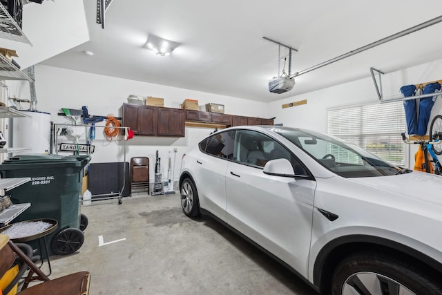 garage with a garage door opener